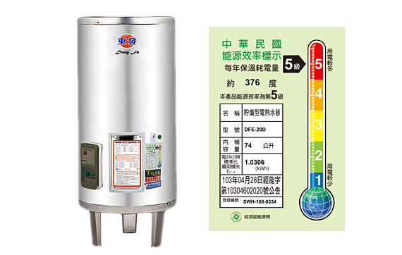 東發20加侖電熱水器(立式)